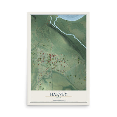 Map of Harvey, Iowa, 12 x 18 inch unframed archival matte print