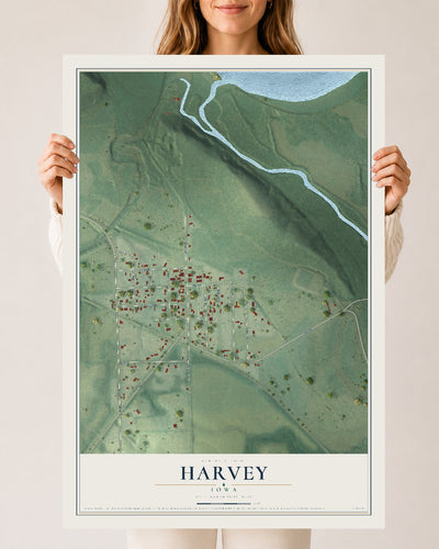 Map of Harvey, Iowa, 24 x 36 inch unframed archival matte print