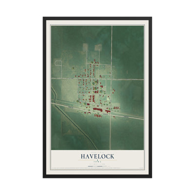 Map of Havelock, Iowa, 12 x 18 inch print in a black wood frame