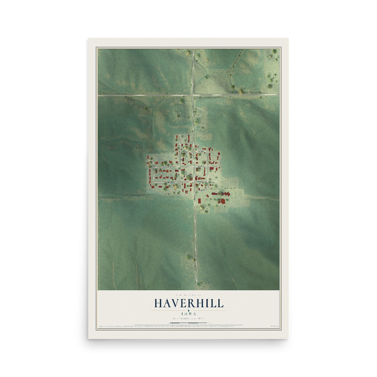 Map of Haverhill, Iowa, 12 x 18 inch unframed archival matte print