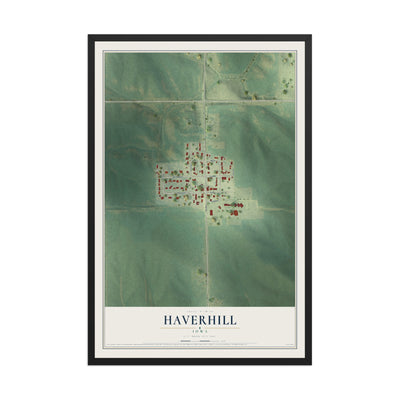Map of Haverhill, Iowa, 12 x 18 inch print in a black wood frame