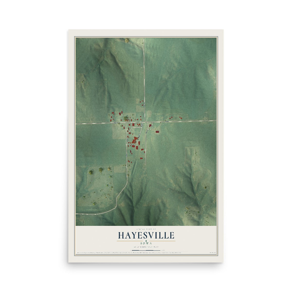 Map of Hayesville, Iowa, 12 x 18 inch unframed archival matte print