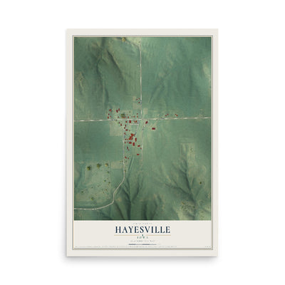 Map of Hayesville, Iowa, 12 x 18 inch unframed archival matte print