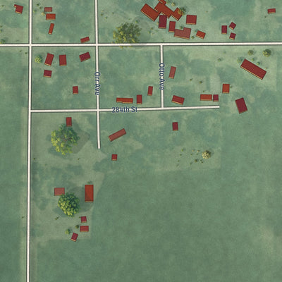 Close-up of the map of Hayfield, Iowa print showing street and building detail