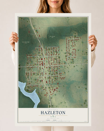 Map of Hazleton, Iowa, 24 x 36 inch unframed archival matte print