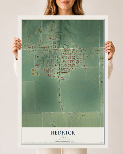 Map of Hedrick, Iowa, 24 x 36 inch unframed archival matte print