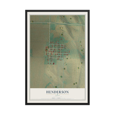 Map of Henderson, Iowa, 12 x 18 inch print in a black wood frame