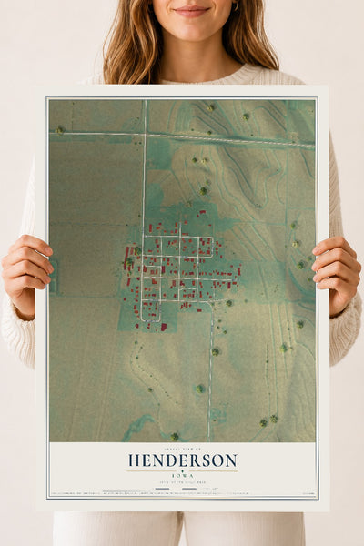 Map of Henderson, Iowa, 18 x 24 inch unframed archival matte print