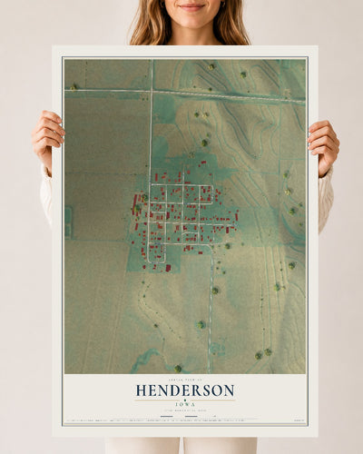 Map of Henderson, Iowa, 24 x 36 inch unframed archival matte print