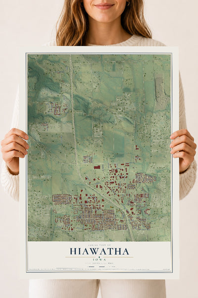 Map of Hiawatha, Iowa, 18 x 24 inch unframed archival matte print