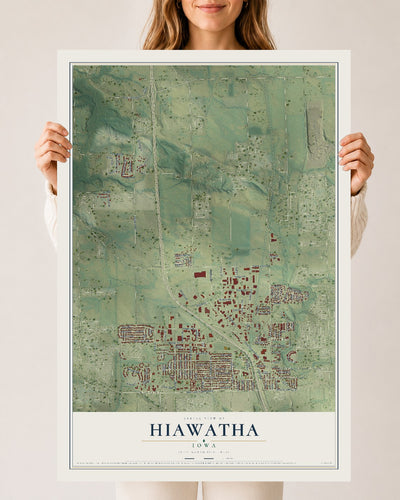 Map of Hiawatha, Iowa, 24 x 36 inch unframed archival matte print