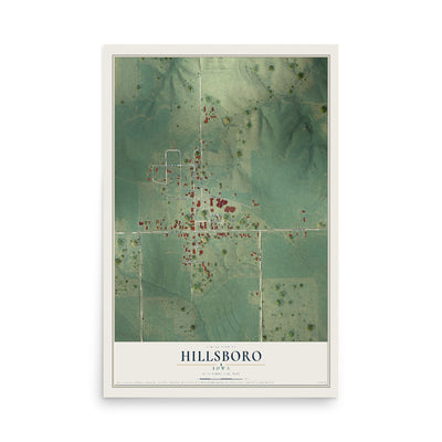 Map of Hillsboro, Iowa, 12 x 18 inch unframed archival matte print