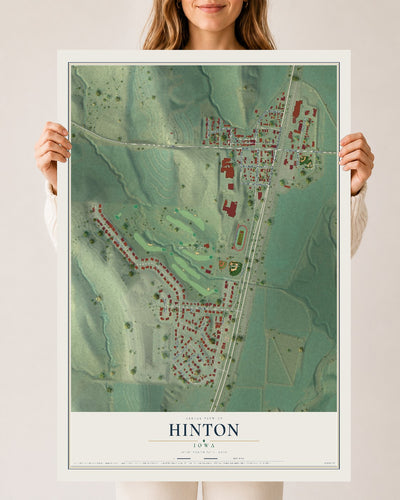 Map of Hinton, Iowa, 24 x 36 inch unframed archival matte print