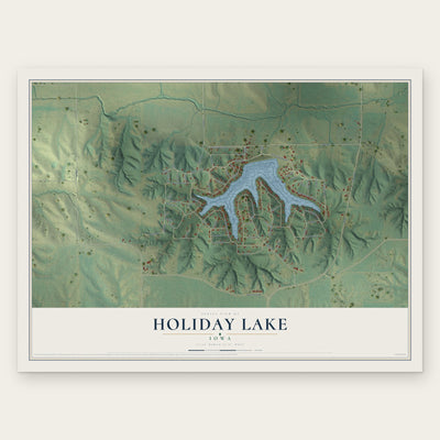 Holiday Lake, Iowa map print, the full design