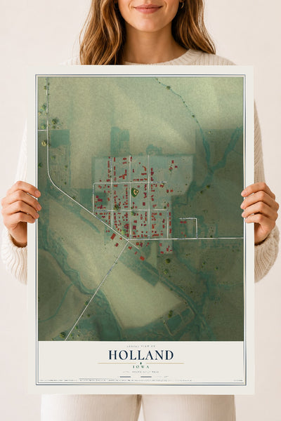 Map of Holland, Iowa, 18 x 24 inch unframed archival matte print
