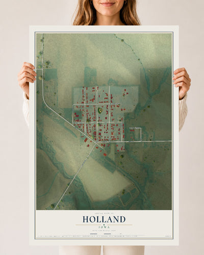 Map of Holland, Iowa, 24 x 36 inch unframed archival matte print
