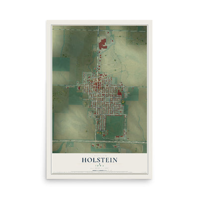 Map of Holstein, Iowa, 12 x 18 inch unframed archival matte print