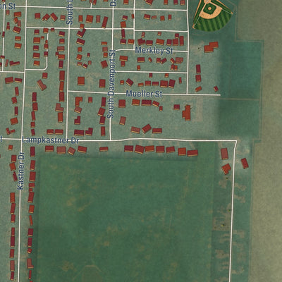 Second close-up of the map of Holstein, Iowa print showing more streets and buildings