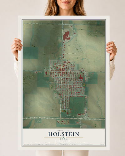 Map of Holstein, Iowa, 24 x 36 inch unframed archival matte print
