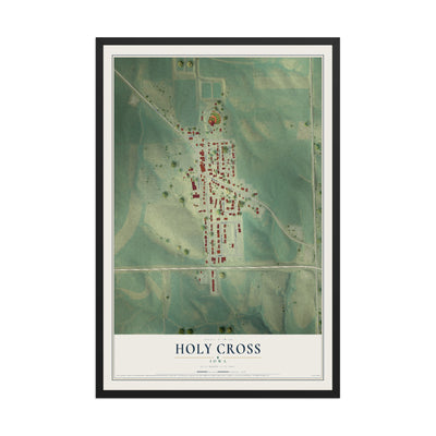 Map of Holy Cross, Iowa, 12 x 18 inch print in a black wood frame