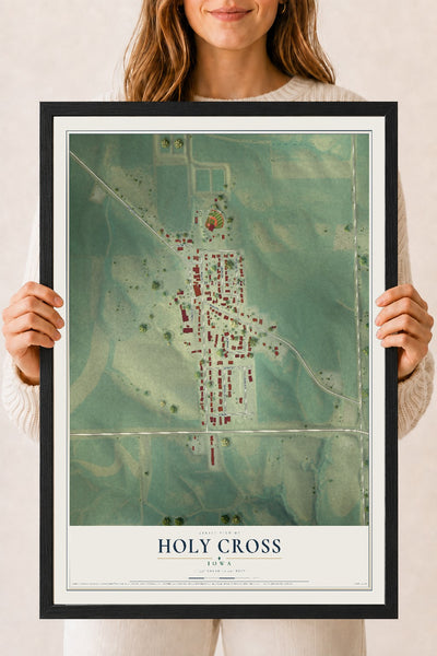Map of Holy Cross, Iowa, 18 x 24 inch print in a black wood frame