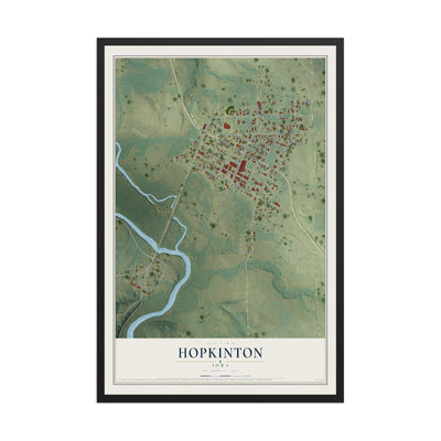 Map of Hopkinton, Iowa, 12 x 18 inch print in a black wood frame