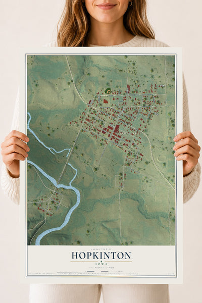 Map of Hopkinton, Iowa, 18 x 24 inch unframed archival matte print