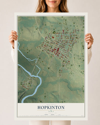 Map of Hopkinton, Iowa, 24 x 36 inch unframed archival matte print