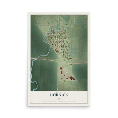 Map of Hornick, Iowa, 12 x 18 inch unframed archival matte print