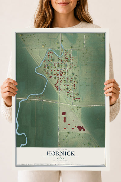 Map of Hornick, Iowa, 18 x 24 inch unframed archival matte print