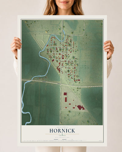 Map of Hornick, Iowa, 24 x 36 inch unframed archival matte print