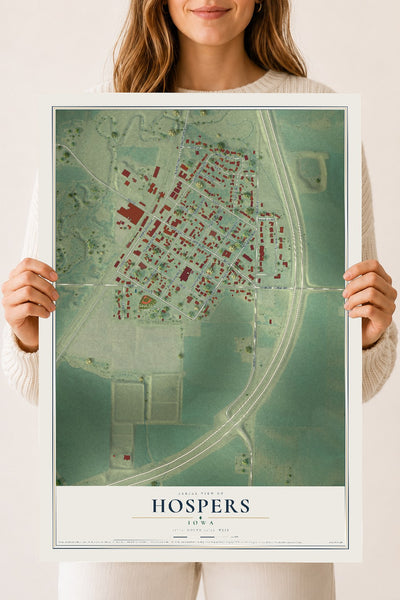 Map of Hospers, Iowa, 18 x 24 inch unframed archival matte print
