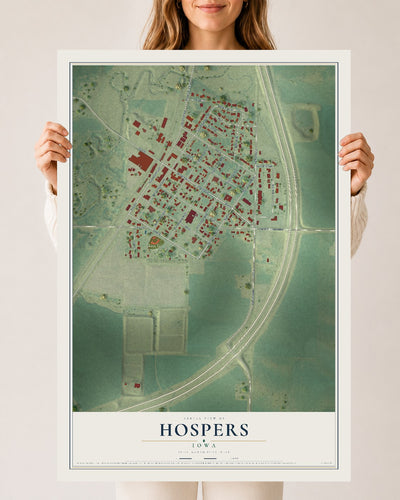 Map of Hospers, Iowa, 24 x 36 inch unframed archival matte print
