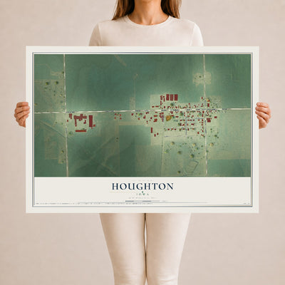Map of Houghton, Iowa, 24 x 36 inch unframed archival matte print