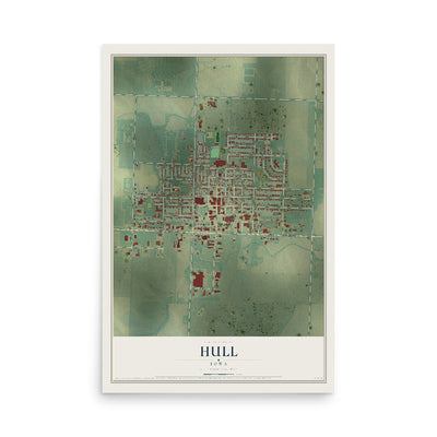 Map of Hull, Iowa, 12 x 18 inch unframed archival matte print
