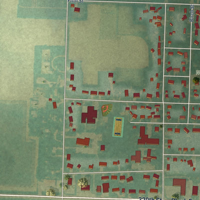 Second close-up of the map of Hull, Iowa print showing more streets and buildings
