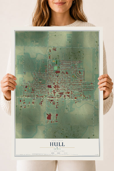 Map of Hull, Iowa, 18 x 24 inch unframed archival matte print
