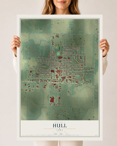 Map of Hull, Iowa, 24 x 36 inch unframed archival matte print