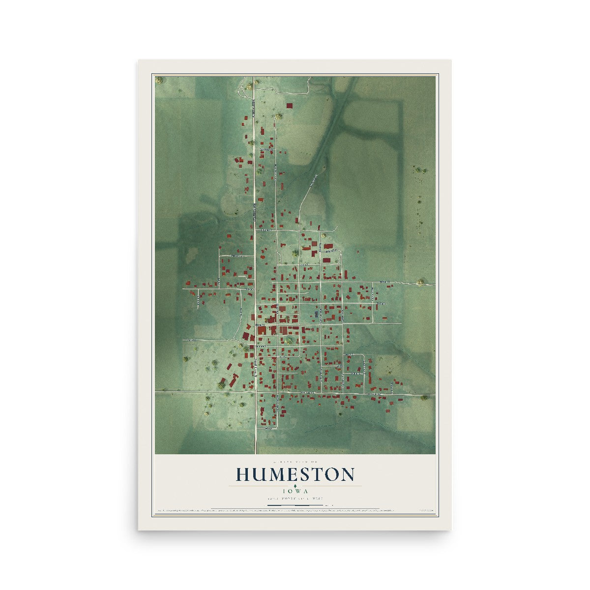 Map of Humeston, Iowa, 12 x 18 inch unframed archival matte print