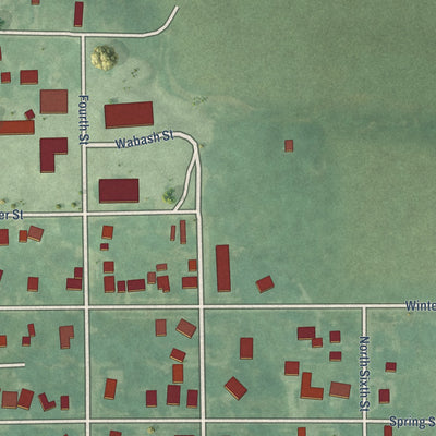 Second close-up of the map of Humeston, Iowa print showing more streets and buildings