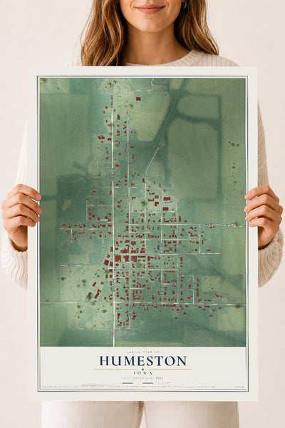 Map of Humeston, Iowa, 18 x 24 inch unframed archival matte print