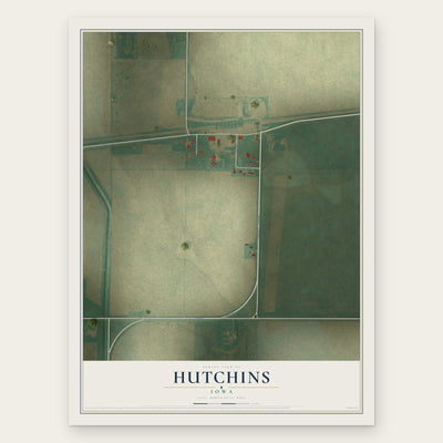 Hutchins, Iowa map print, the full design