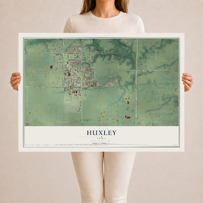 Map of Huxley, Iowa, 24 x 36 inch unframed archival matte print