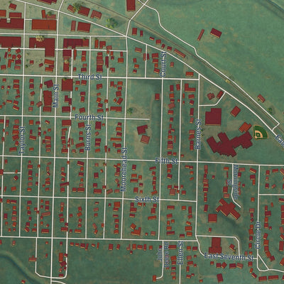 Close-up of the map of Ida Grove, Iowa print showing street and building detail