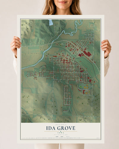 Map of Ida Grove, Iowa, 24 x 36 inch unframed archival matte print
