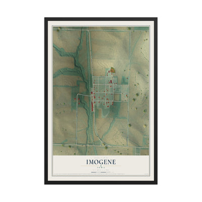Map of Imogene, Iowa, 12 x 18 inch print in a black wood frame