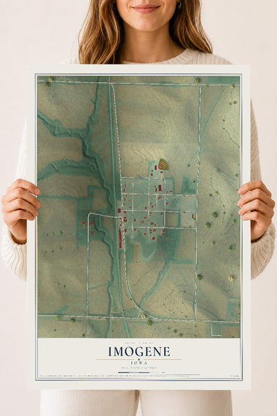 Map of Imogene, Iowa, 18 x 24 inch unframed archival matte print