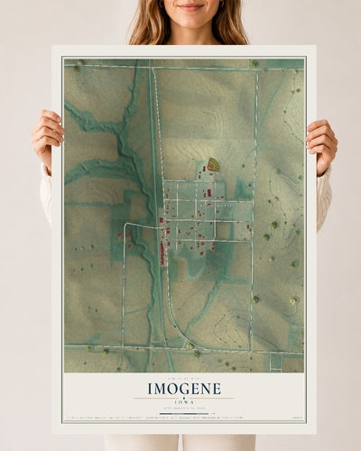 Map of Imogene, Iowa, 24 x 36 inch unframed archival matte print