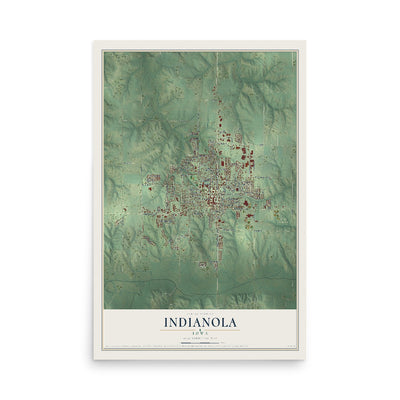 Map of Indianola, Iowa, 12 x 18 inch unframed archival matte print