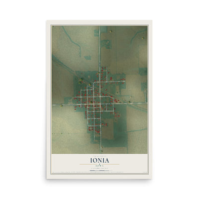 Map of Ionia, Iowa, 12 x 18 inch unframed archival matte print